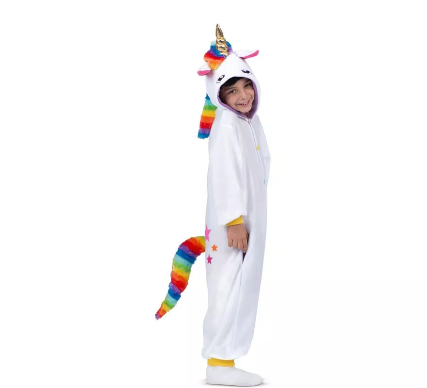 Disfraz o Pijama de Unicornio blanco con capucha para niños