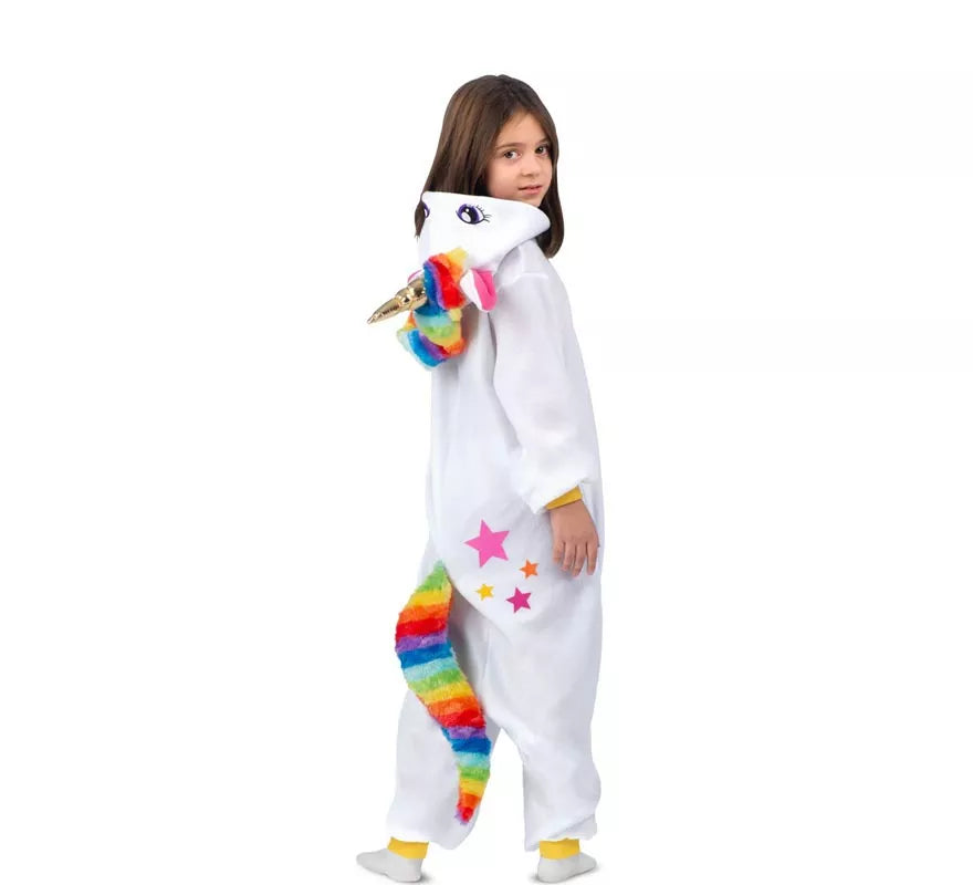 Disfraz o Pijama de Unicornio blanco con capucha para niños