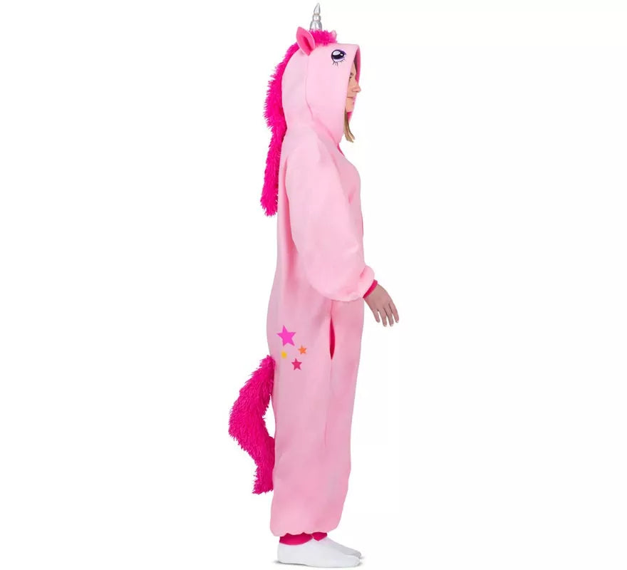 Disfraz o Pijama de Unicornio rosa con capucha para adulto