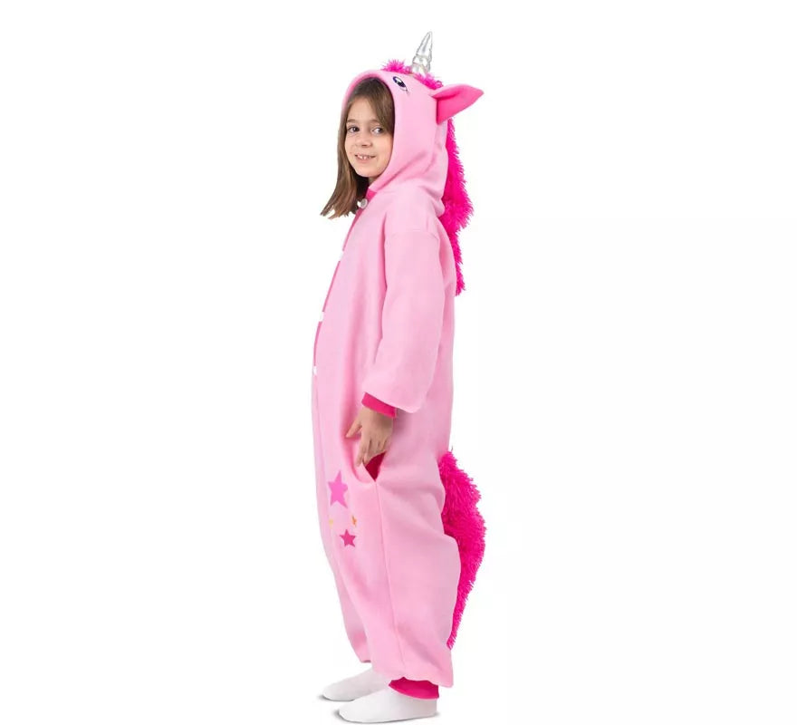 Disfraz o Pijama de Unicornio rosa con capucha para niños