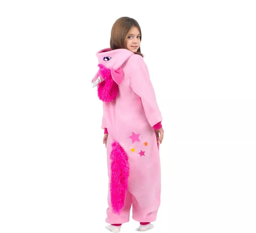 Disfraz o Pijama de Unicornio rosa con capucha para niños