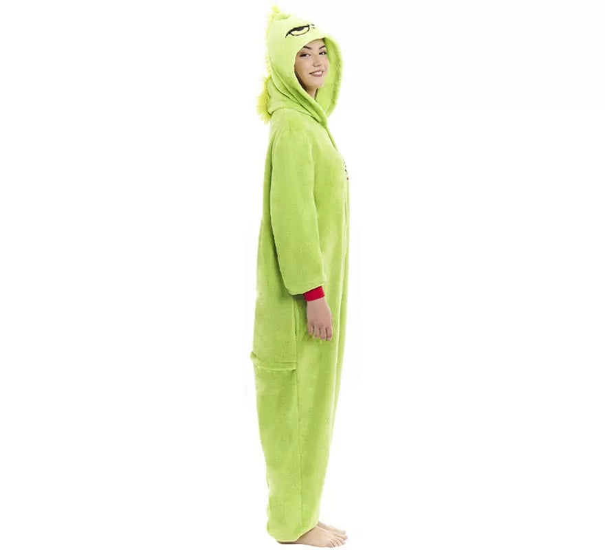 Disfraz o Pijama Duende Navideño verde para adulto