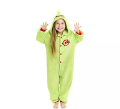 Green Christmas Elf Costume or Pajamas for Children