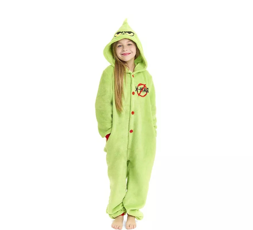 Disfraz o Pijama Duende Navideño verde para niños