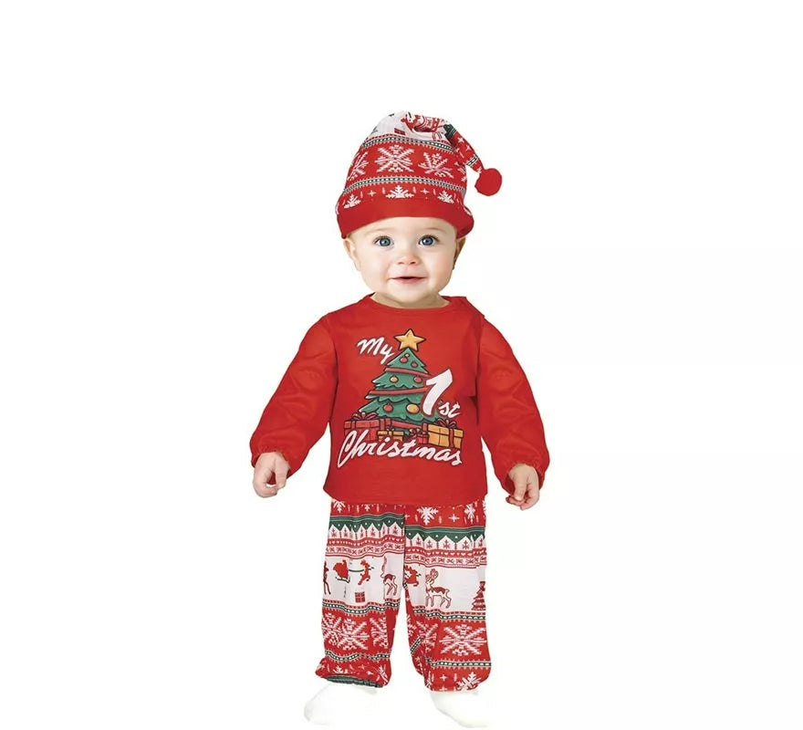 Disfraz o Pijama My 1st Christmas rojo para bebé