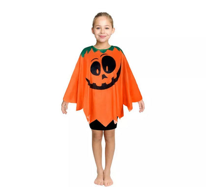 Disfraz o Poncho Calabaza feliz naranja infantil de 65 cm