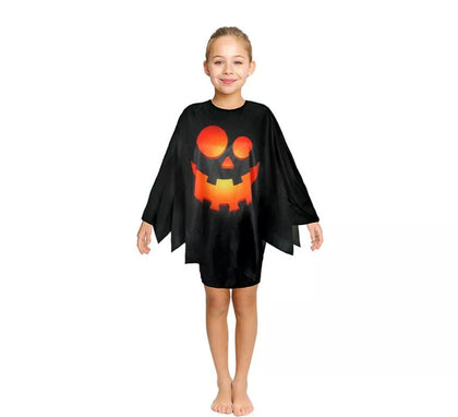 Disfraz o Poncho Calabaza feliz negra infantil de 65 cm