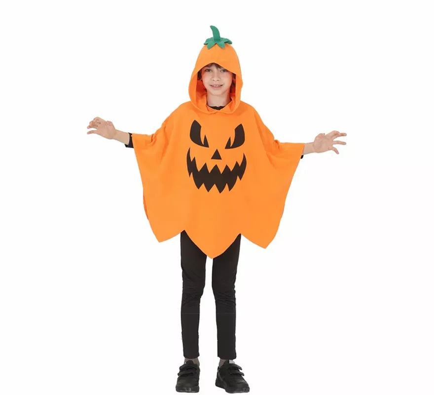 Disfraz o Poncho de Calabaza Malvada para niños