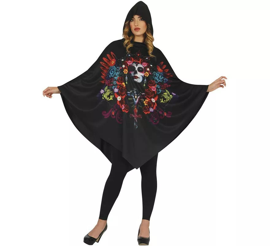 Disfraz o Poncho de Catrina para mujer