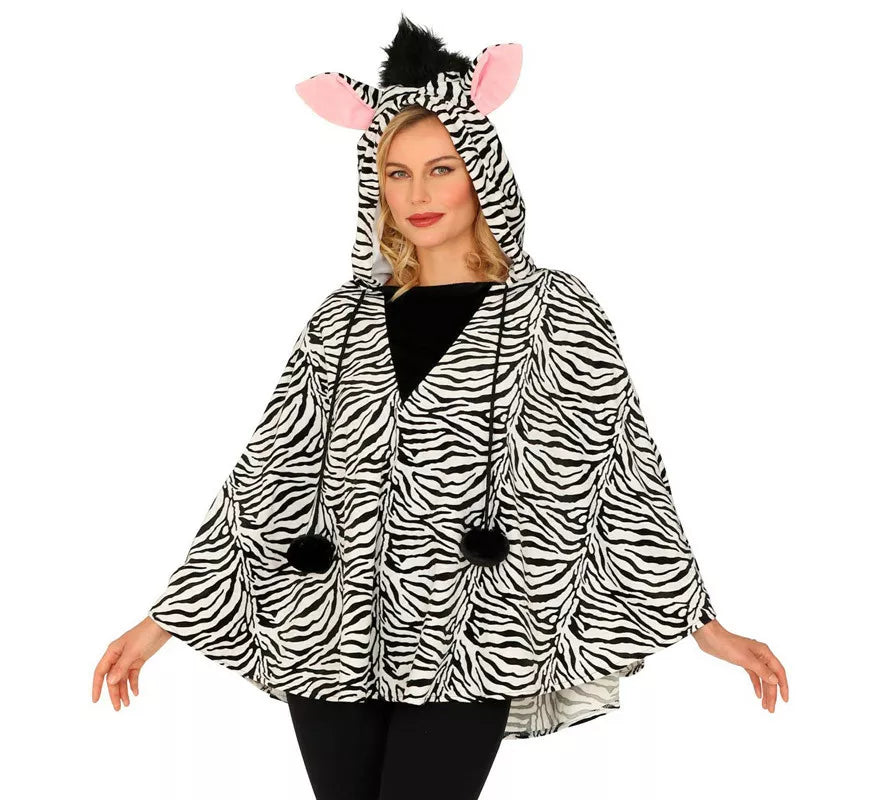 Translation missing: en.Disfraz o Poncho de Cebra con Capucha para adulto