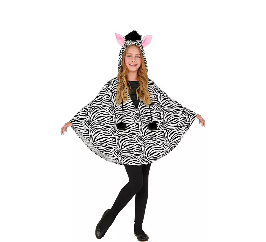 Translation missing: en.Disfraz o Poncho de Cebra con Capucha para niños