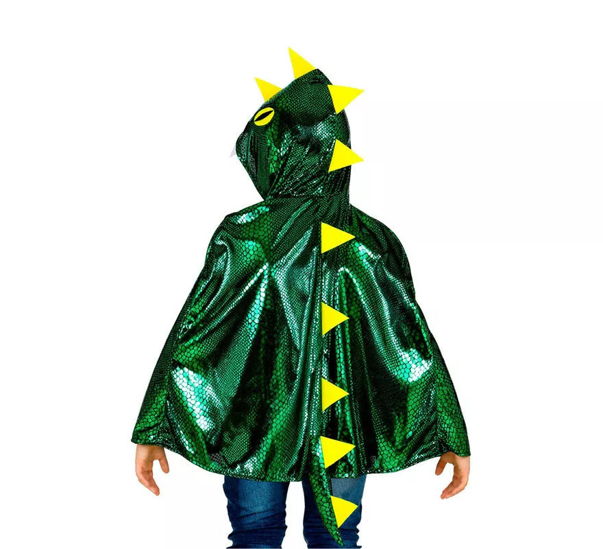 Disfraz o Poncho de Dragón Verde Brillante con Capucha para niños