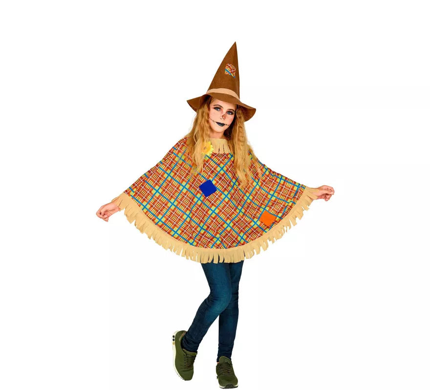Disfraz o Poncho de Espantapájaros con Sombrero para niños