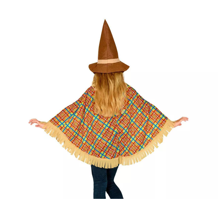 Disfraz o Poncho de Espantapájaros con Sombrero para niños