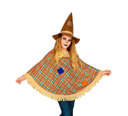 Disfraz o Poncho de Espantapájaros con Sombrero para niños