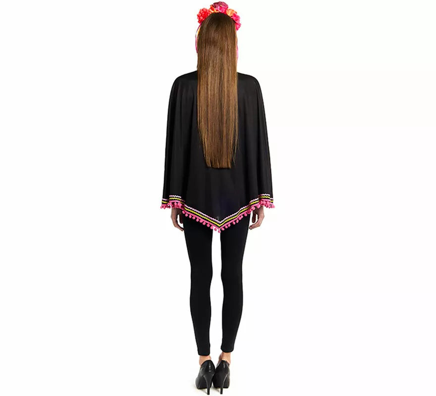 Disfraz o Poncho de Esqueleto Catrina para mujer