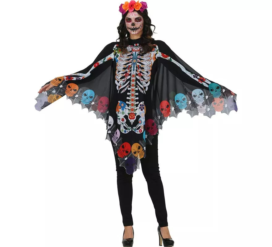 Translation missing: en.Disfraz o Poncho de Esqueleto Catrina para mujer