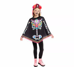 Catrina Skeleton Costume or Poncho for Girls