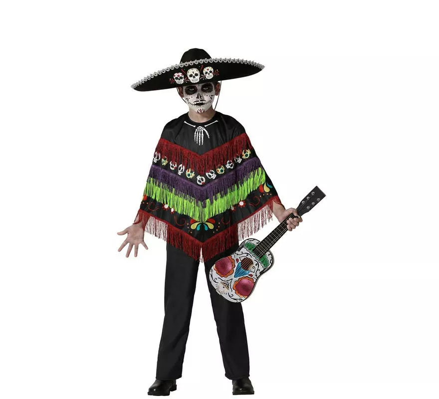 Disfraz o Poncho de Esqueleto Divertido para niño