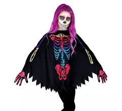 Multicolor Skeleton Costume or Poncho for children