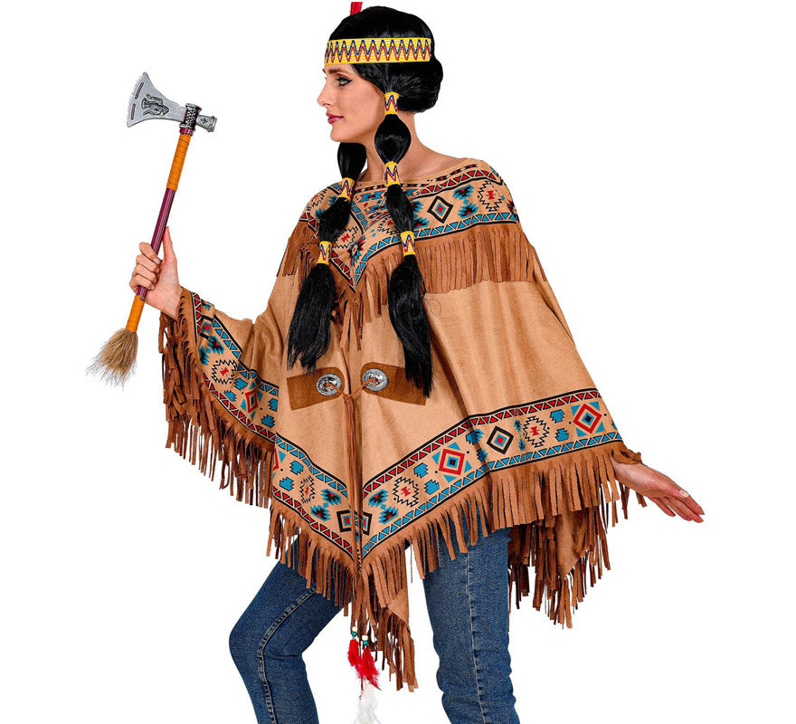 Disfraz o Poncho de India Nativa con Estampado para adulto