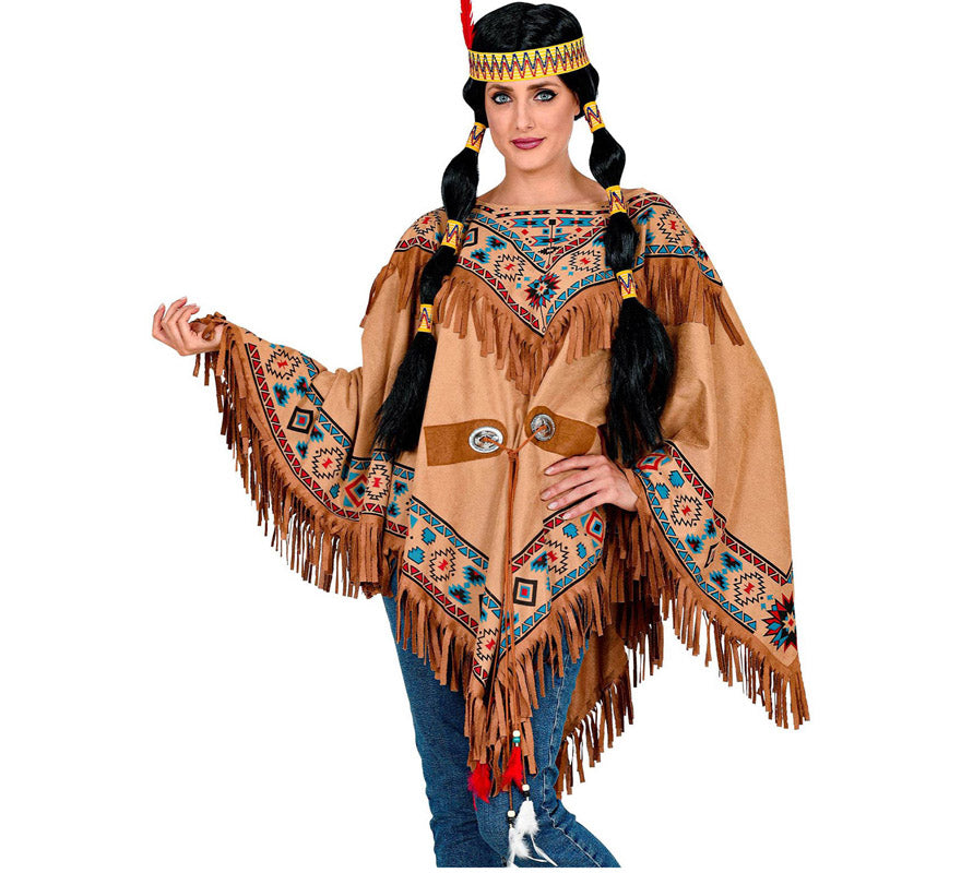 Translation missing: en.Disfraz o Poncho de India Nativa con Estampado para adulto