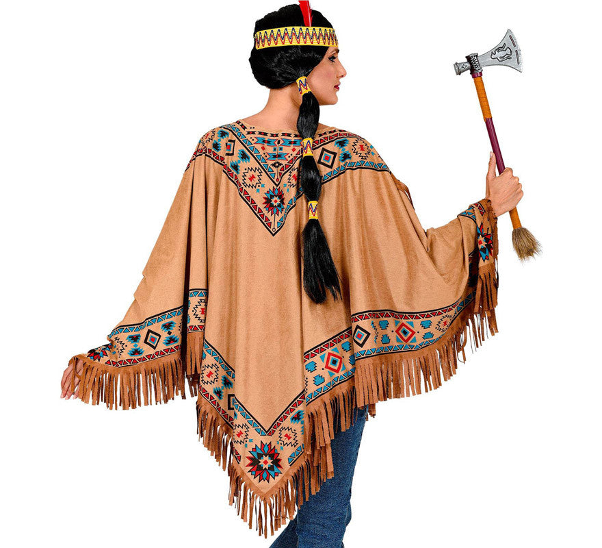 Disfraz o Poncho de India Nativa con Estampado para adulto