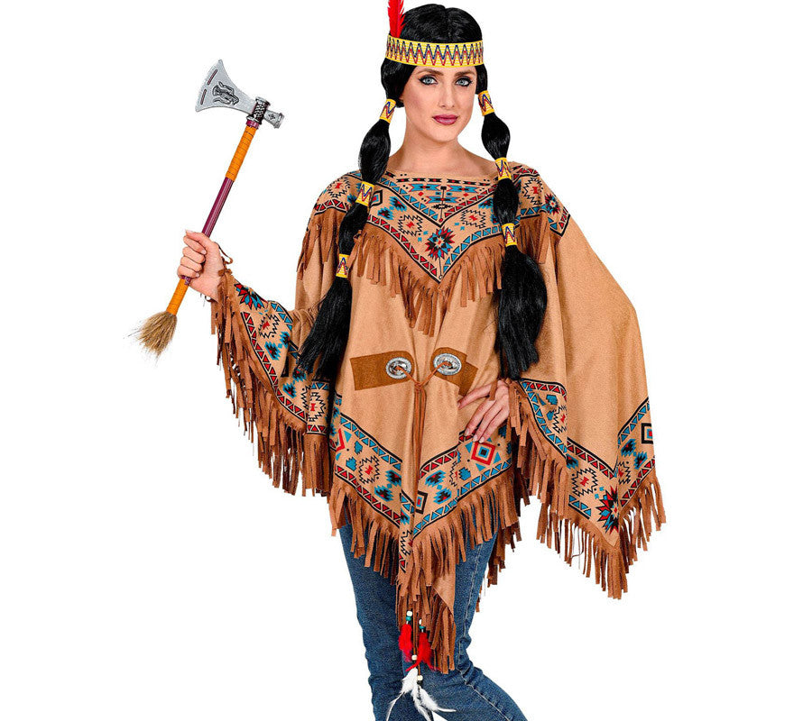 Disfraz o Poncho de India Nativa con Estampado para adulto