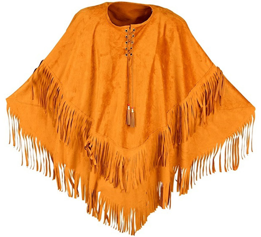 Disfraz o Poncho de Indio marrón para adultos