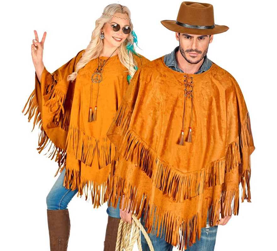 Translation missing: en.Disfraz o Poncho de Indio marrón para adultos