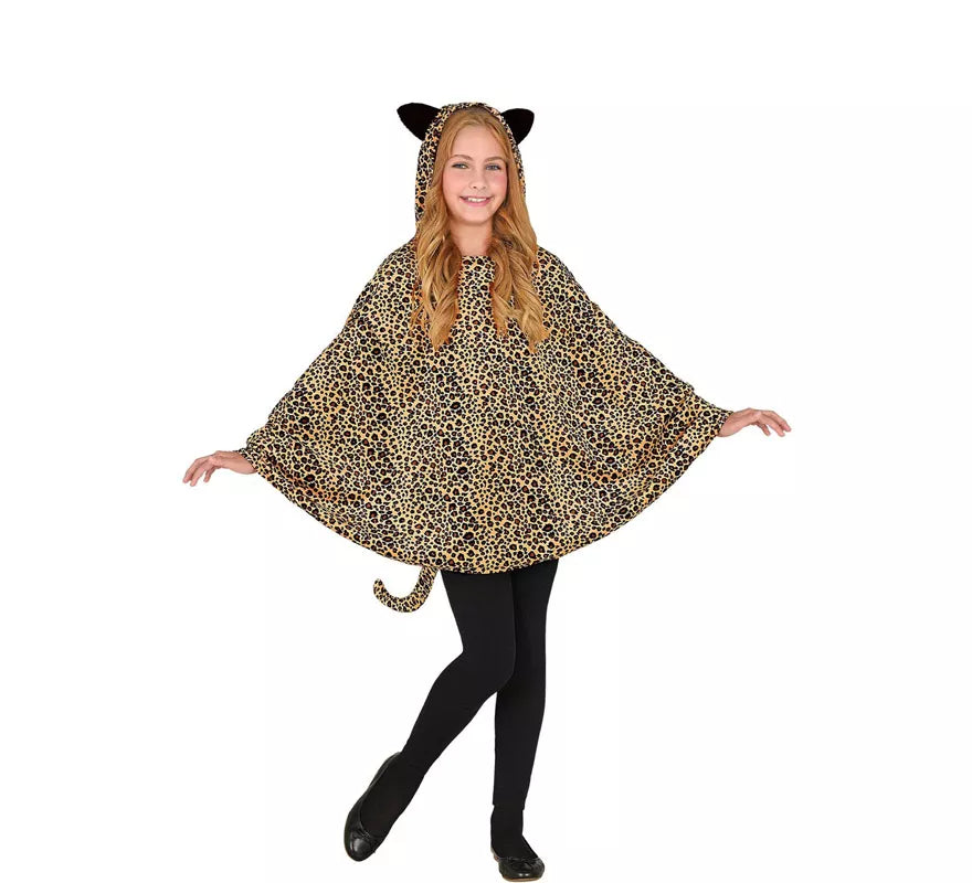 Disfraz o Poncho de Leopardo con Capucha para niños