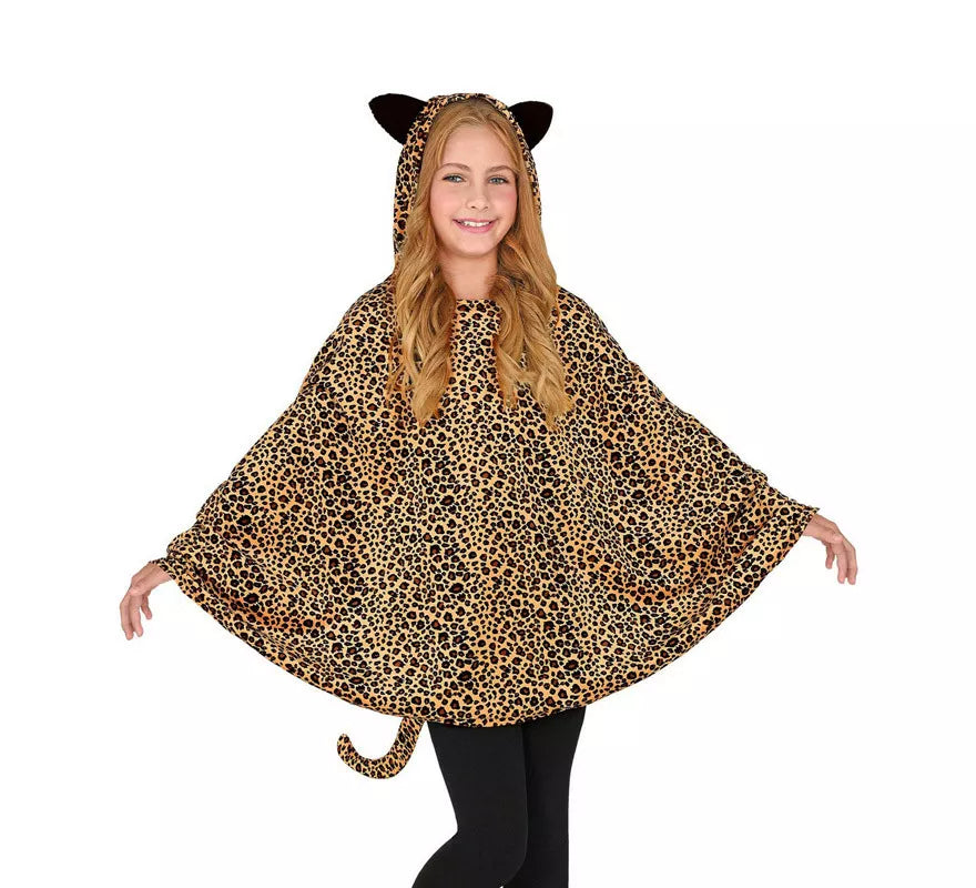Disfraz o Poncho de Leopardo con Capucha para niños