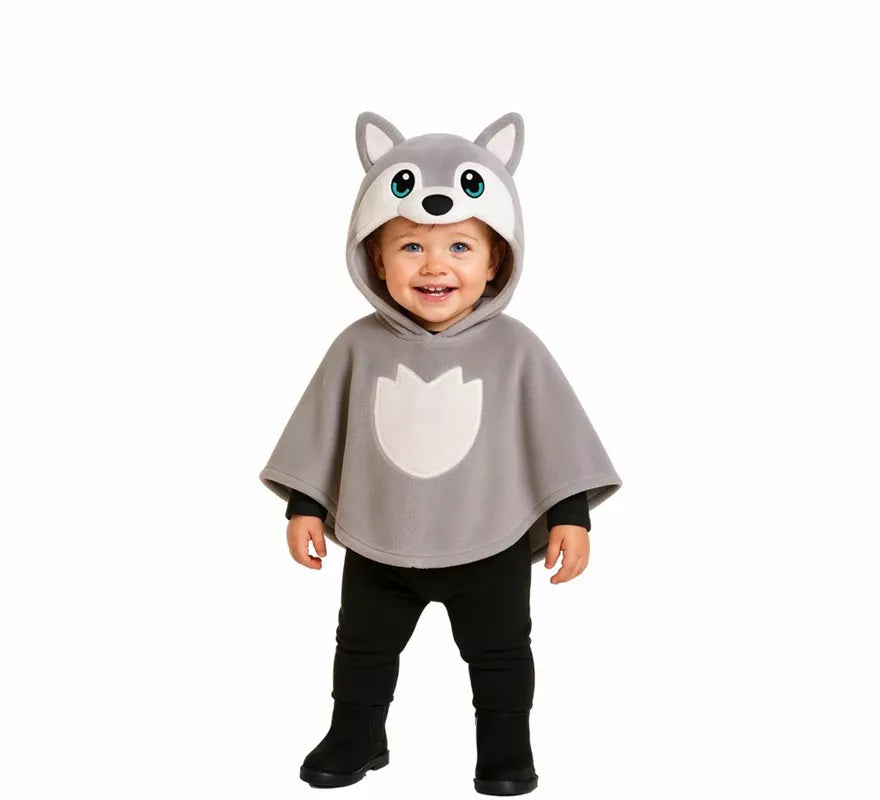 Translation missing: en.Disfraz o Poncho de Lobo gris para bebé