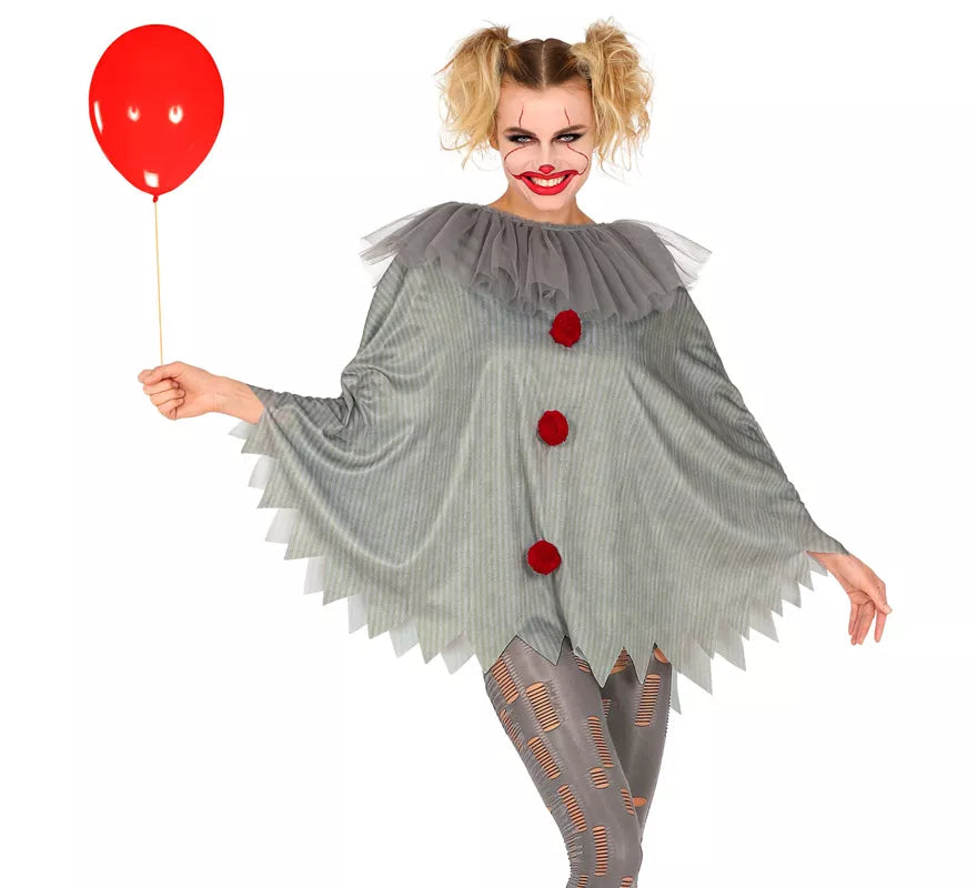 Disfraz o Poncho de Payaso Aterrador para adultos