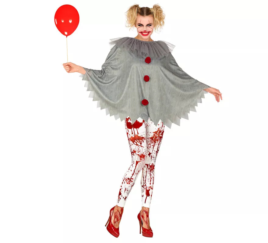 Disfraz o Poncho de Payaso Aterrador para adultos