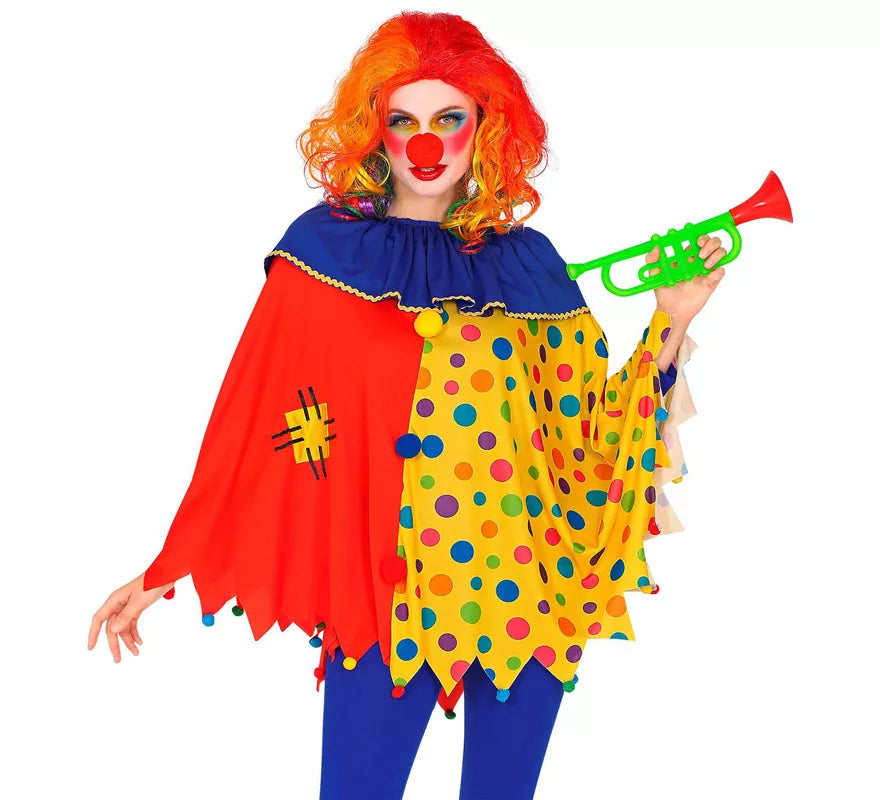 Translation missing: en.Disfraz o Poncho de Payaso Colorido con Lunares para adulto