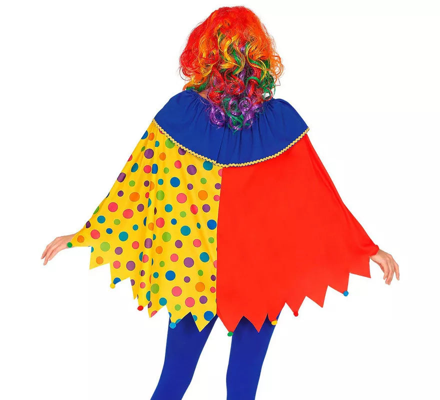 Disfraz o Poncho de Payaso Colorido con Lunares para adulto