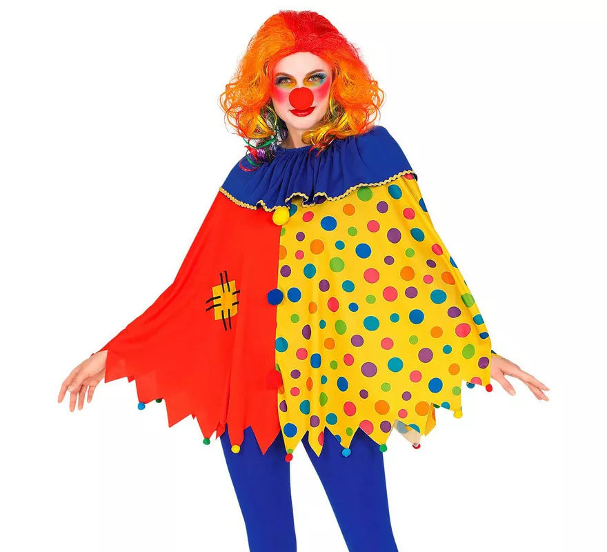 Translation missing: en.Disfraz o Poncho de Payaso Colorido con Lunares para adulto