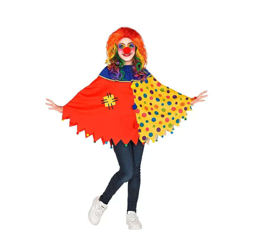 Disfraz o Poncho de Payaso Colorido con Lunares para niños