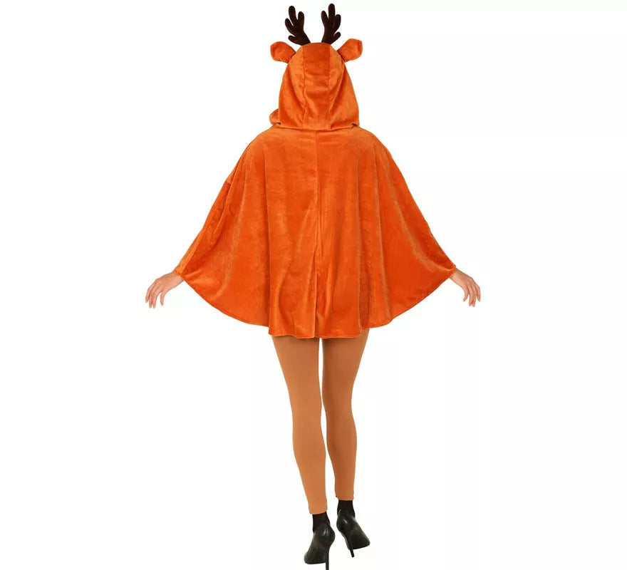 Disfraz o Poncho de Reno Coqueta con capucha para adultos