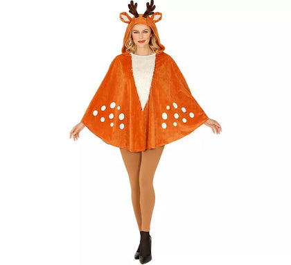 Disfraz o Poncho de Reno Coqueta con capucha para adultos