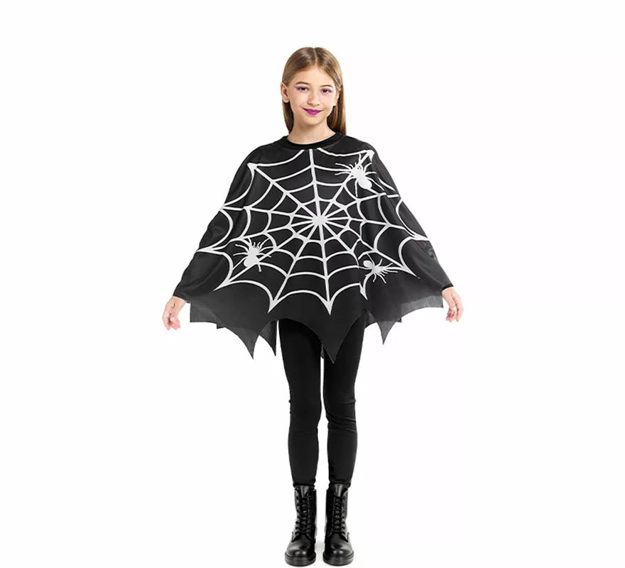 Disfraz o Poncho de Telaraña Horripilante para niña