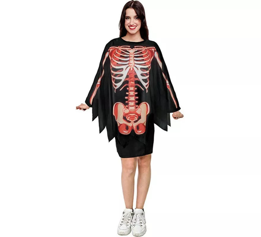 Translation missing: en.Disfraz o Poncho Esqueleto con músculos adulto de 75 cm
