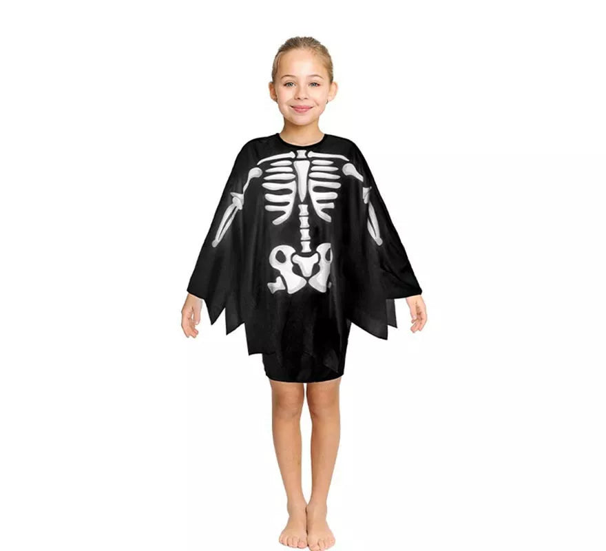 Translation missing: en.Disfraz o Poncho Esqueleto infantil de 65 cm