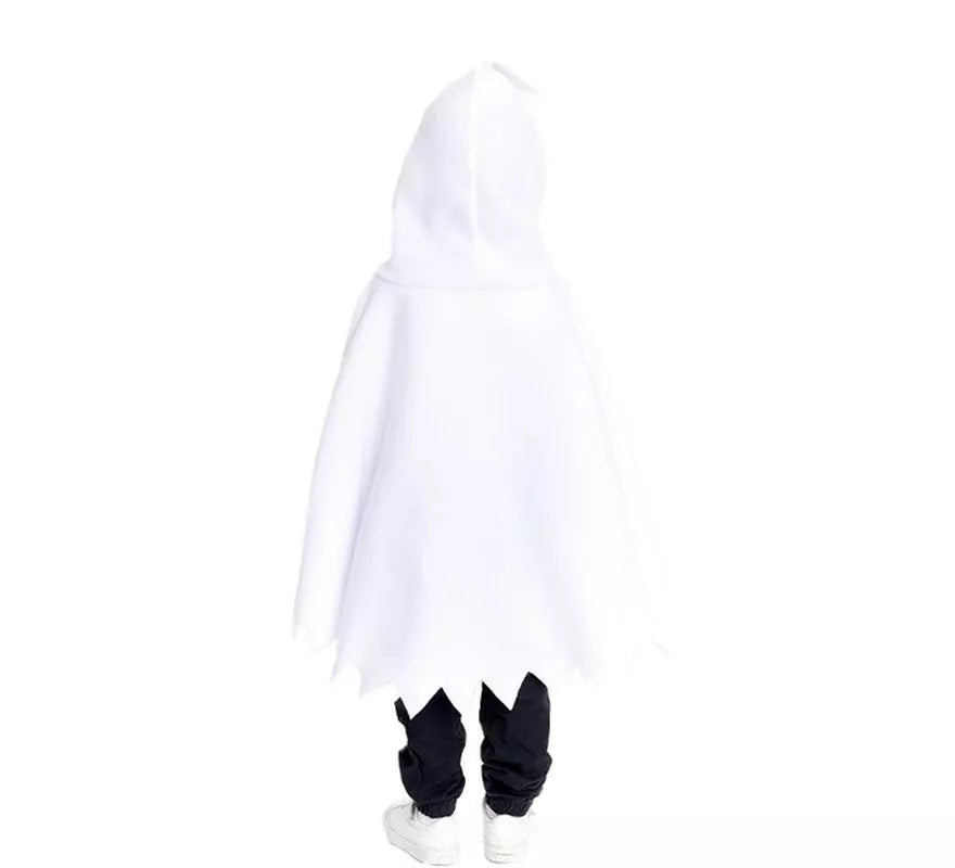 Disfraz o Poncho Fantasmita blanco con capucha para bebé y niños