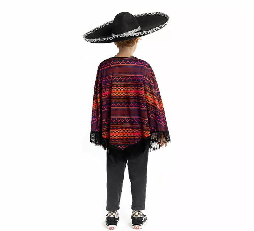 Disfraz o Poncho Mexicano de Catrina para niño
