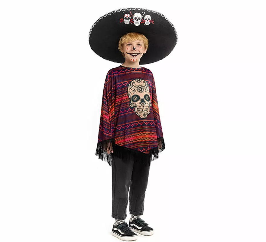 Disfraz o Poncho Mexicano de Catrina para niño