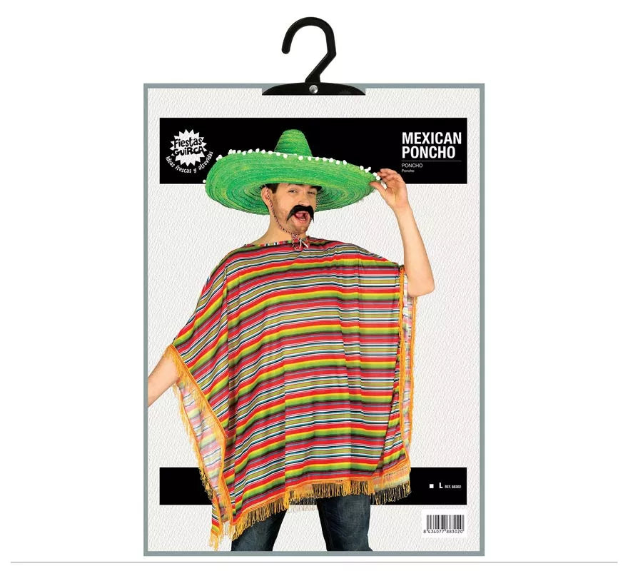 Disfraz o Poncho Mexicano multicolor para hombre