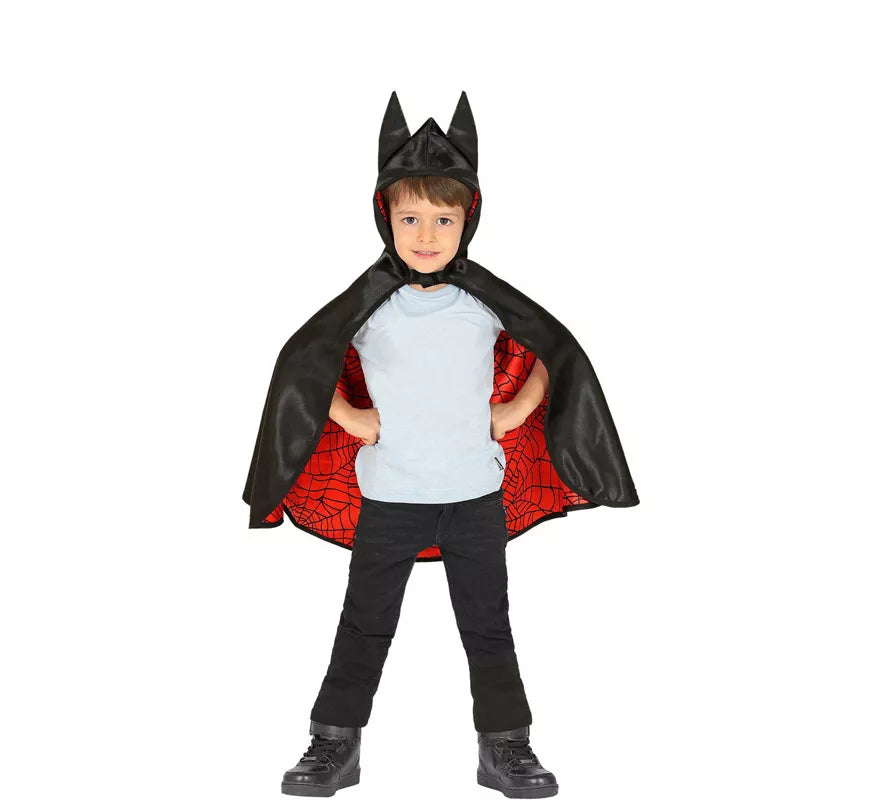 Disfraz o Poncho reversible:Super Héroe Araña y Murciélago Infantil