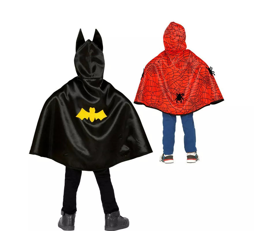 Translation missing: en.Disfraz o Poncho reversible:Super Héroe Araña y Murciélago Infantil